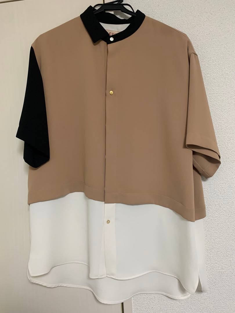 【CULLNI】LAYERED ASYMMETRY S/S SH ベージュ S