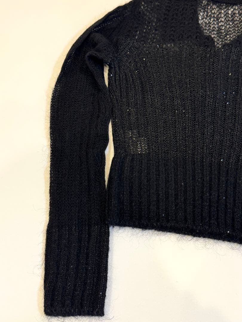 laubeblanc Sequin Sheer Polo Knit ブラック - メルカリ