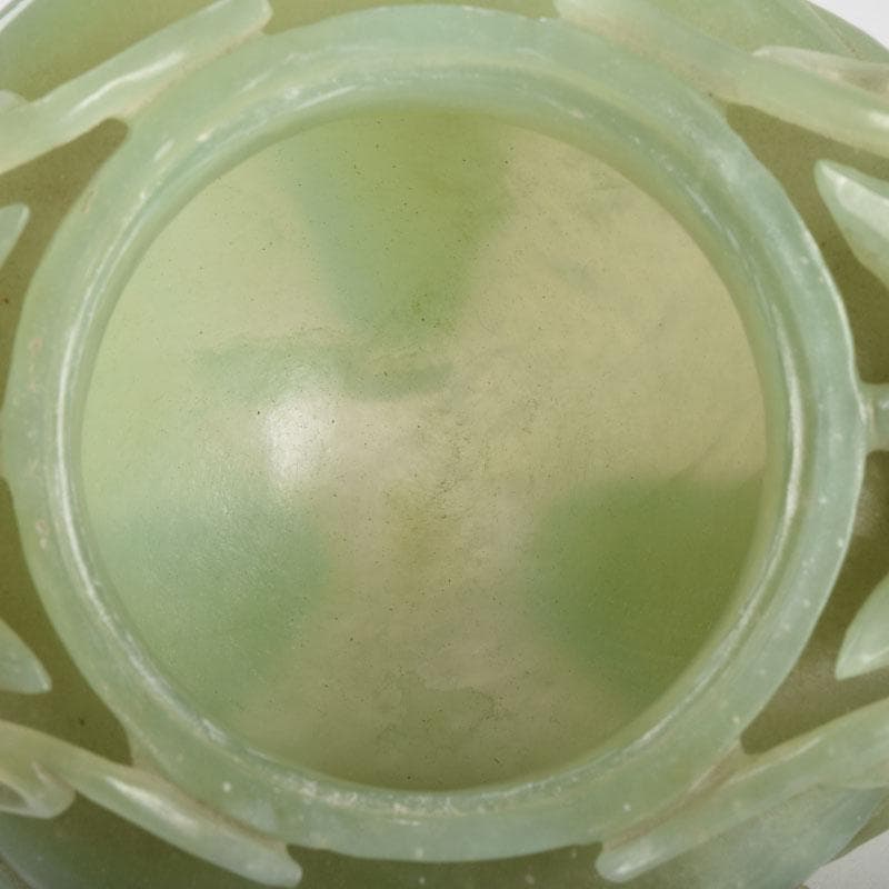 中国 玉石彫刻 雙耳活環 龍鈕蓋爐 香炉 唐木台付 C 9149 - メルカリ