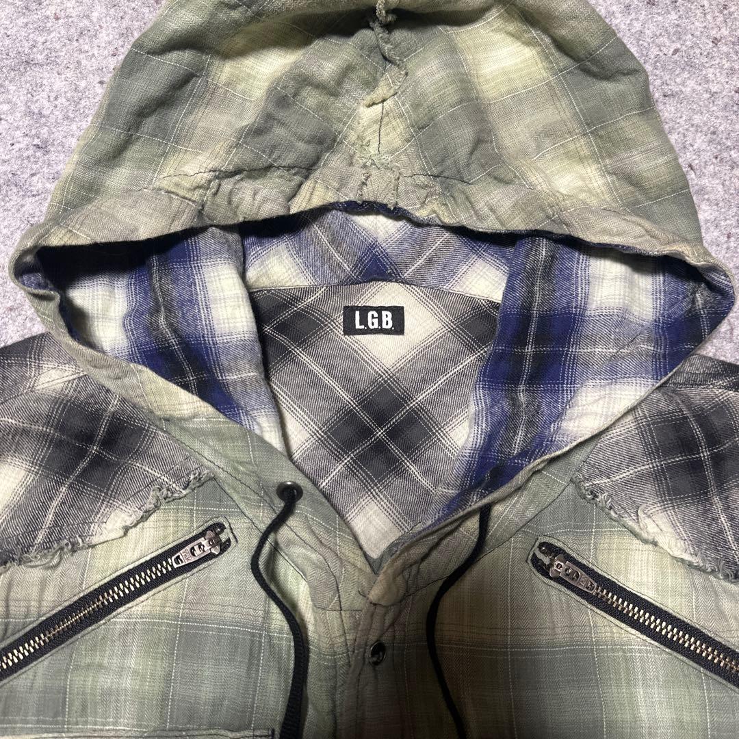 最高ファッション - LGB フード付きチェックネルシャツ