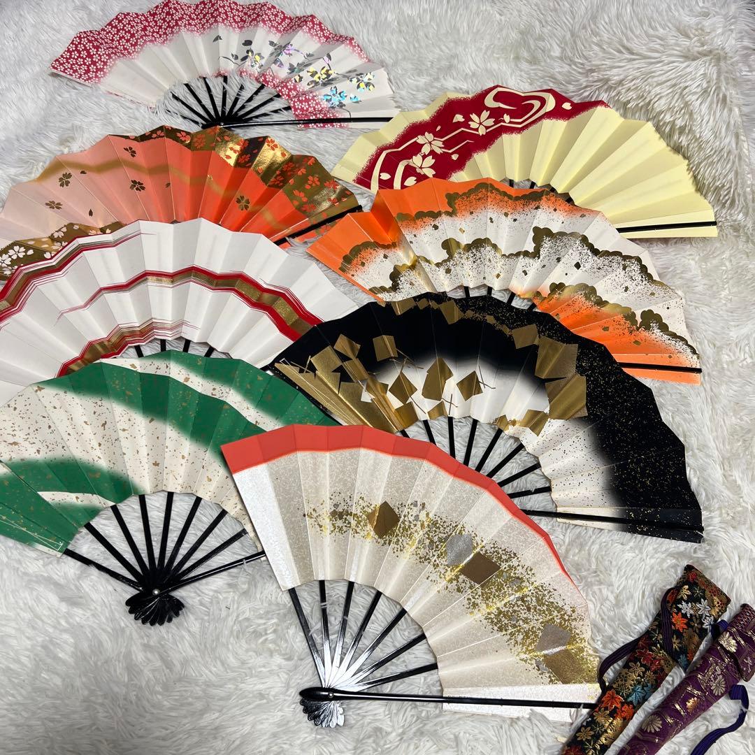 k*n様 踊り　舞扇子　8本セット 舞扇子 日本舞踊・踊り用 29cm 天地雲砂子 てんちくもすなご 白竹 紫