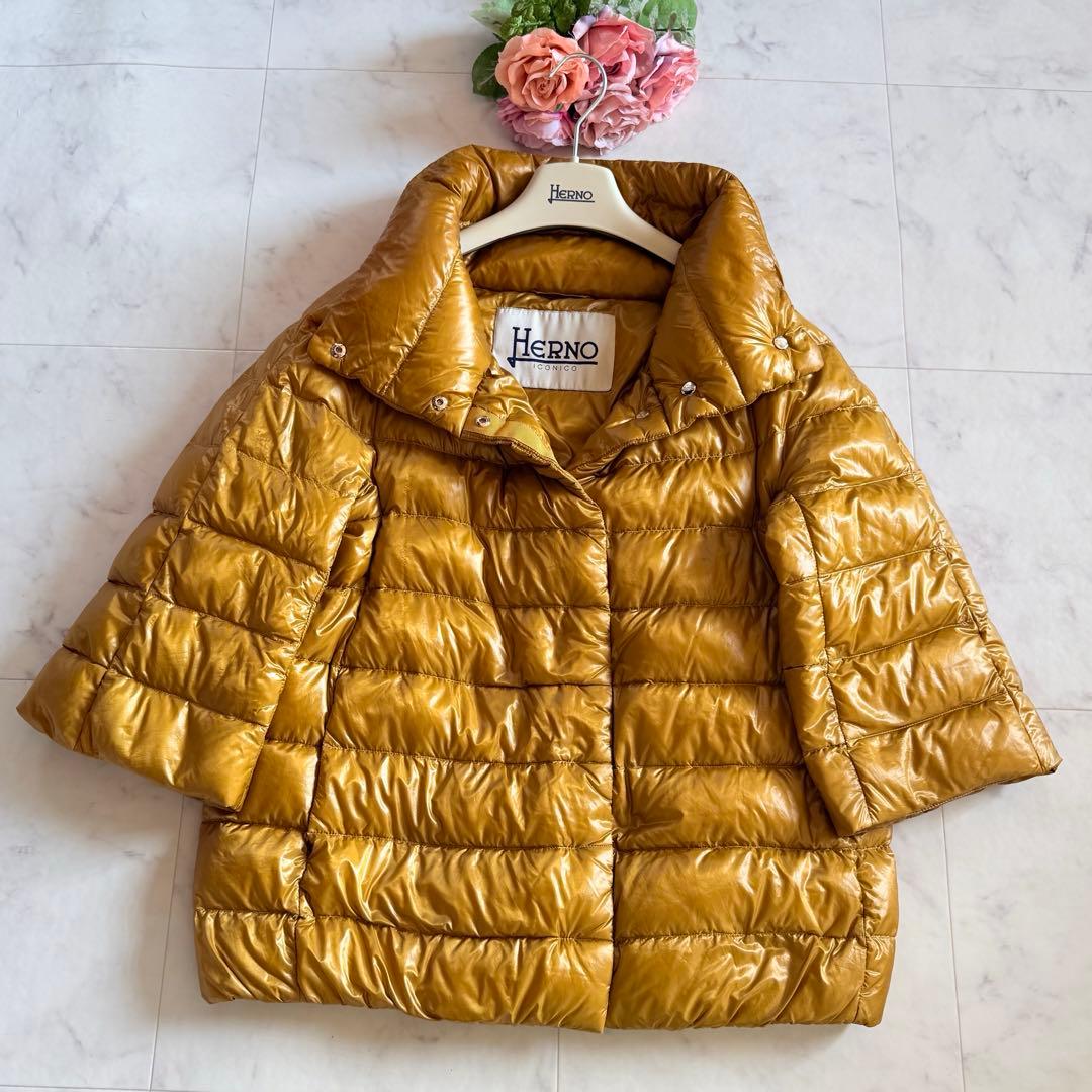 人気★HERNO ICONICO アミンタ 軽量 ダウンコート 42 キャメル