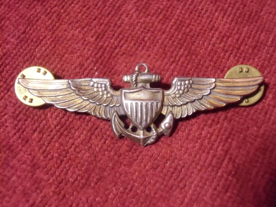 ★１９４０年代＊アメリカ軍＊海軍＊銀製＊パイロット章（実物） ☆アメリカ軍＊空軍＊マスターパイロット章＊2インチ（実物） - メルカリ