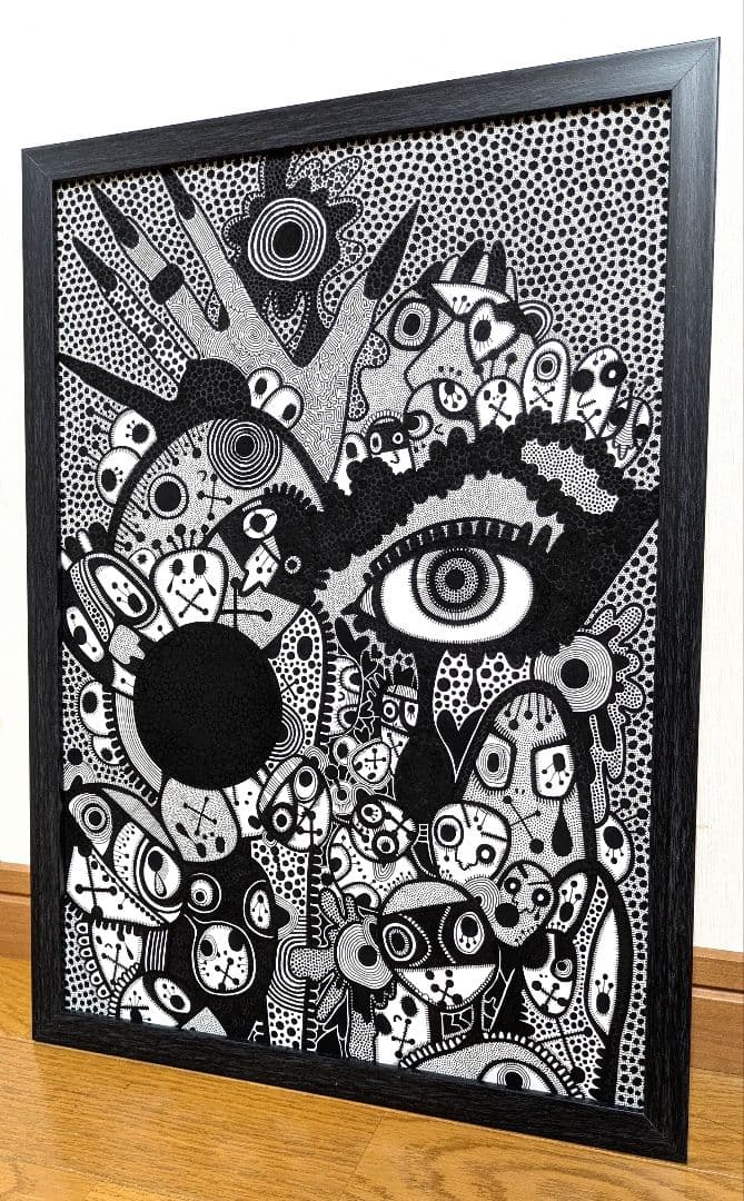 A3額付き　アート　オリジナルアート　絵画　原画　アクリル画　ペン画　インテリア 桜と風 -e 【原画/A4/アクリル画】 インテリアアート 絵 絵画 DENNY