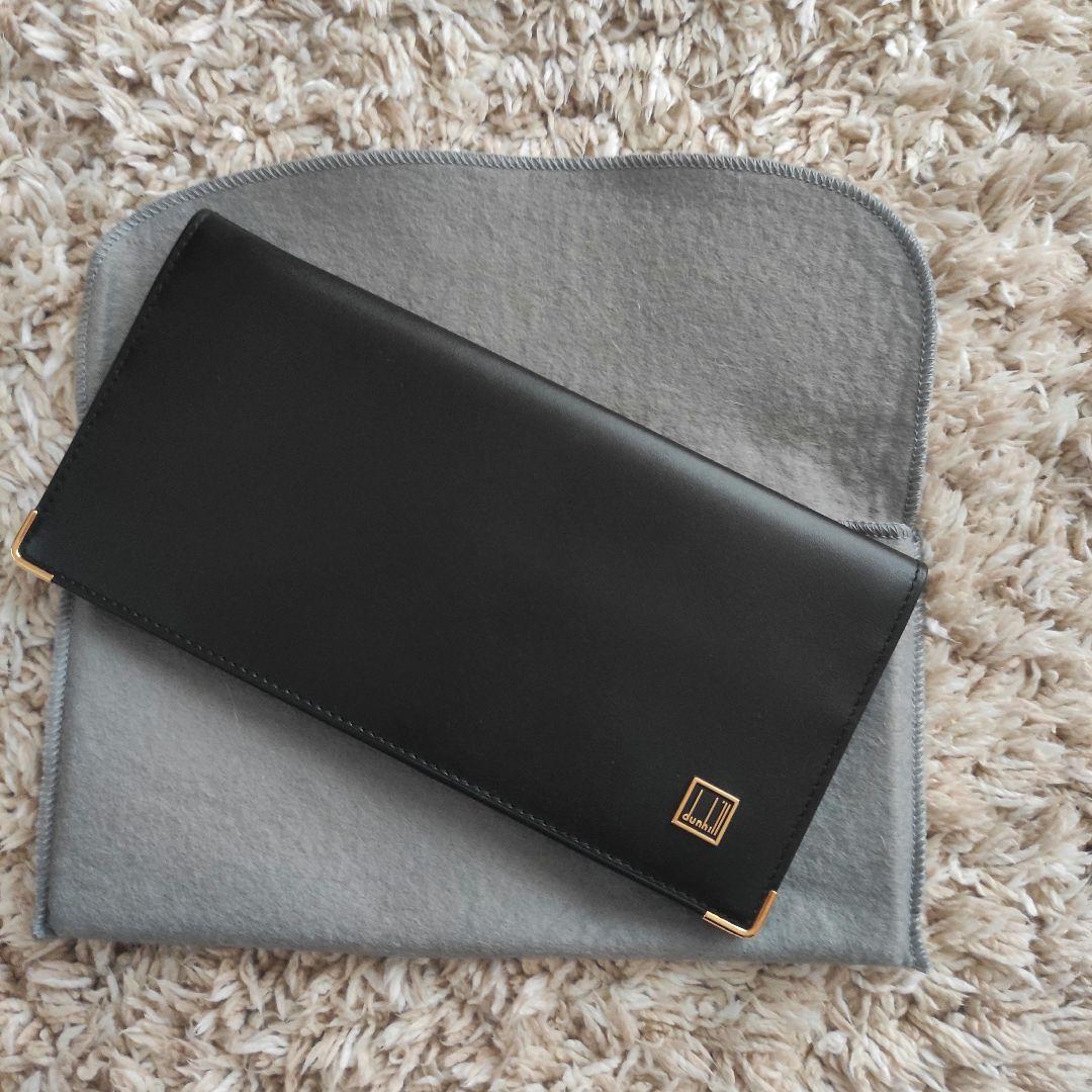 Dunhill 黒いレザー長財布 カードポケット付き