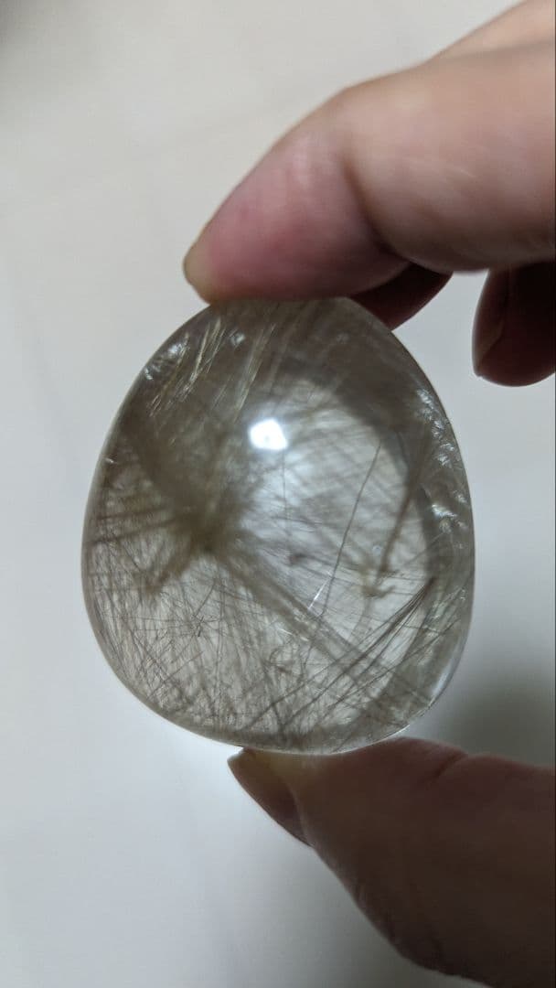 シルバールチル　卵型　針水晶 ブラジル産 シルバールチル 風水印鑑印材【一点もの】