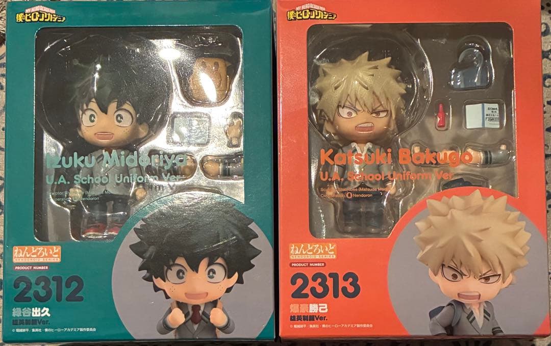 ねんどろいど ヒロアカ　緑谷出久　爆豪勝己　雄英制服 ver