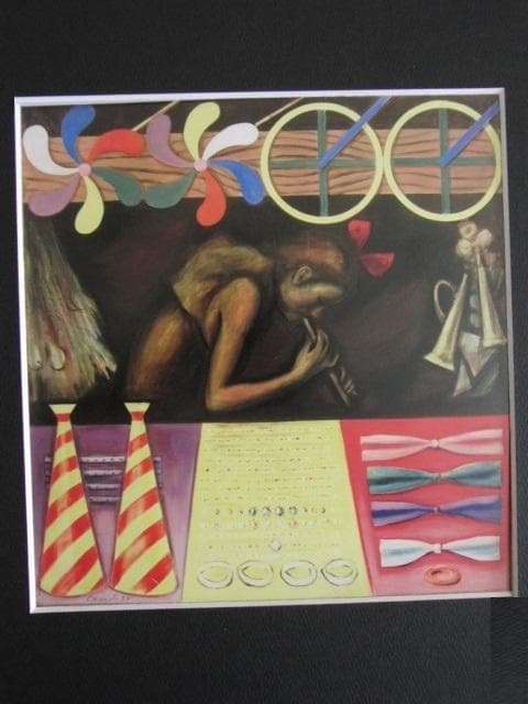 岡本太郎、「露店」、希少な額装用画集より、 新品高級額装付、状態