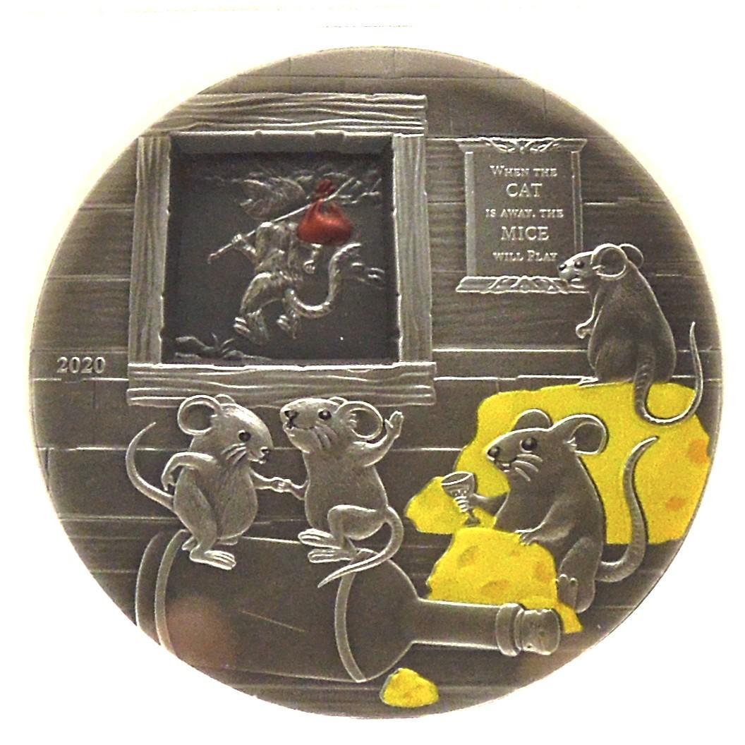 ★箱付き NGC MS70 銀貨 猫がいない時ねずみが踊る 2020 パラオ