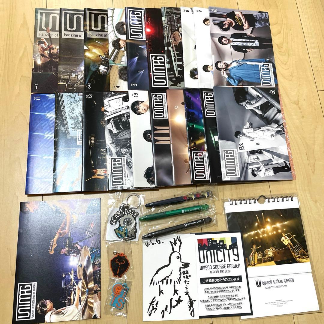 【UNIMAG】ユニゾンファンクラブ会報Vol.1〜21＋グッズ数点セット UNISON SQUARE GARDEN オフィシャルファンクラブ「UNICITY」