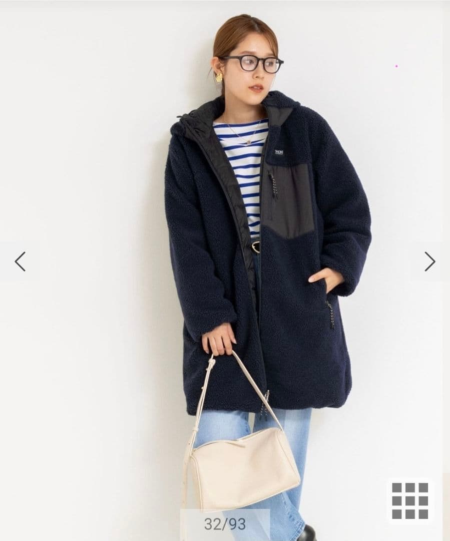 【TAION/タイオン】別注ボア×ダウンフードコートリバーシブル ネイビー S