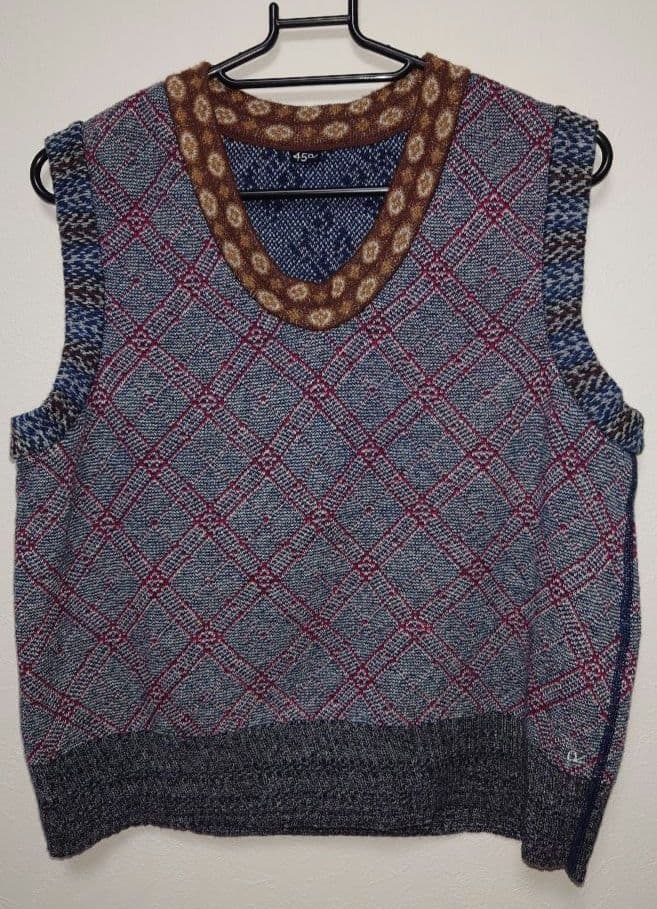 45rpmインディゴジャカード馬比古ベストsize2 45R綿麻ツイードの908ジャカーデ（インディゴ）: WOMEN｜45R