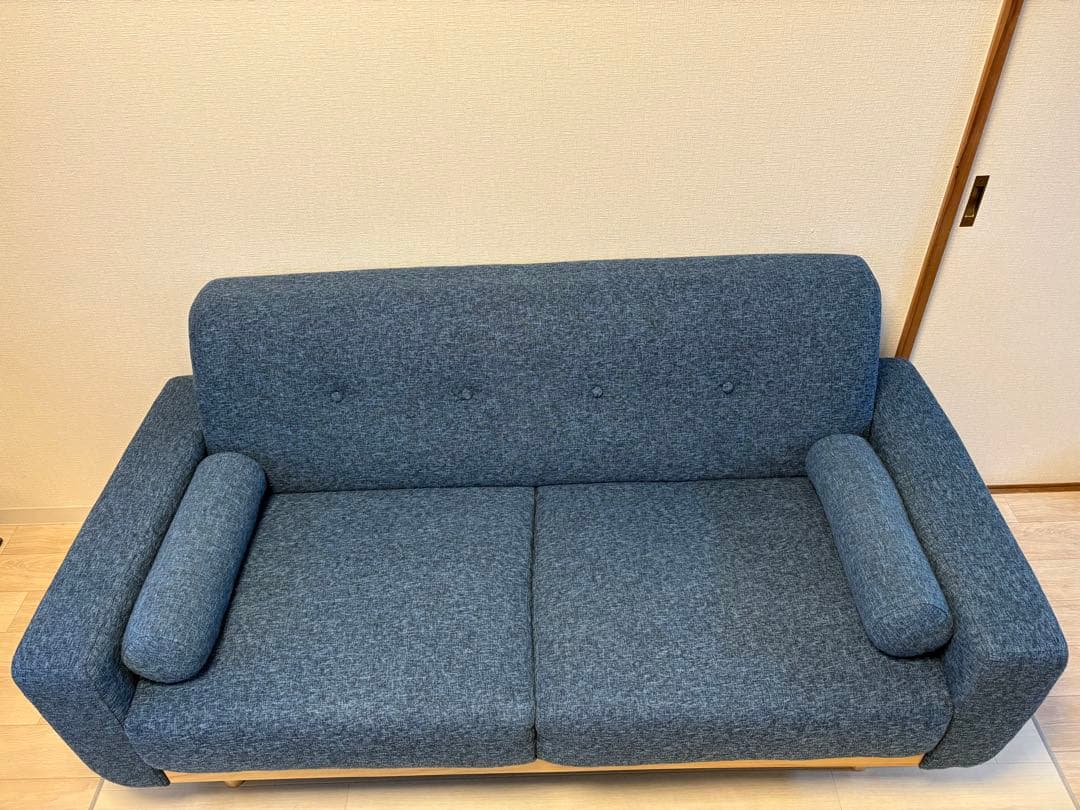 インディゴブルー　ボタン付きソファ Life 二人掛けソファ デニム生地 インディゴブルー 西海岸風