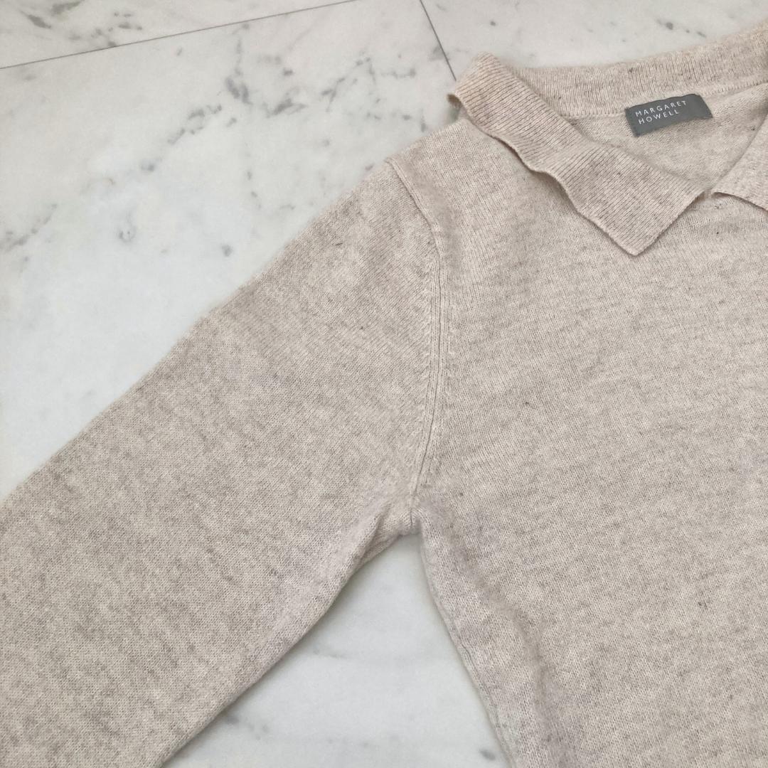マーガレットハウエル ウールカシミヤ襟付きニット M ベージュ - メルカリ