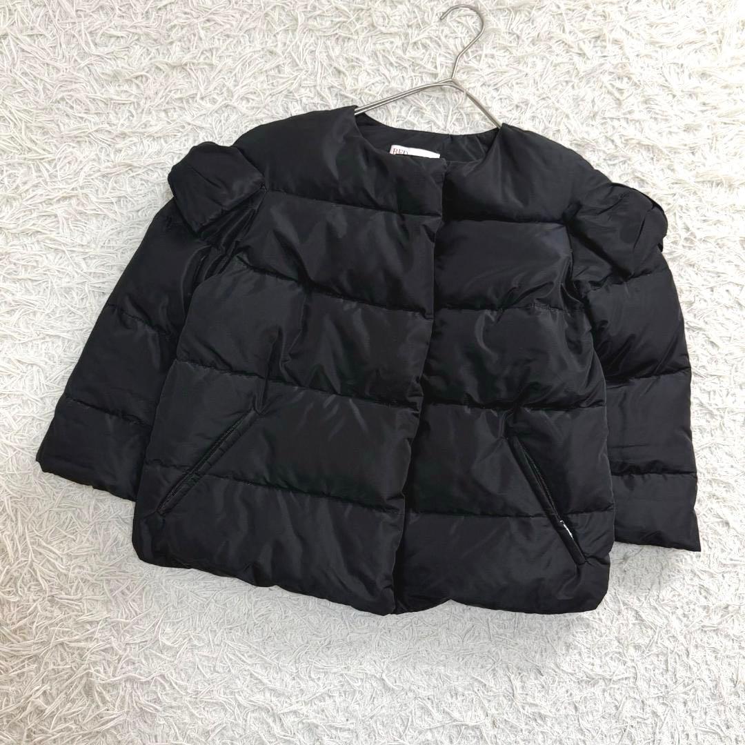 17125✨レッドヴァレンティノ 38 M リボン ダウンジャケット ブラック