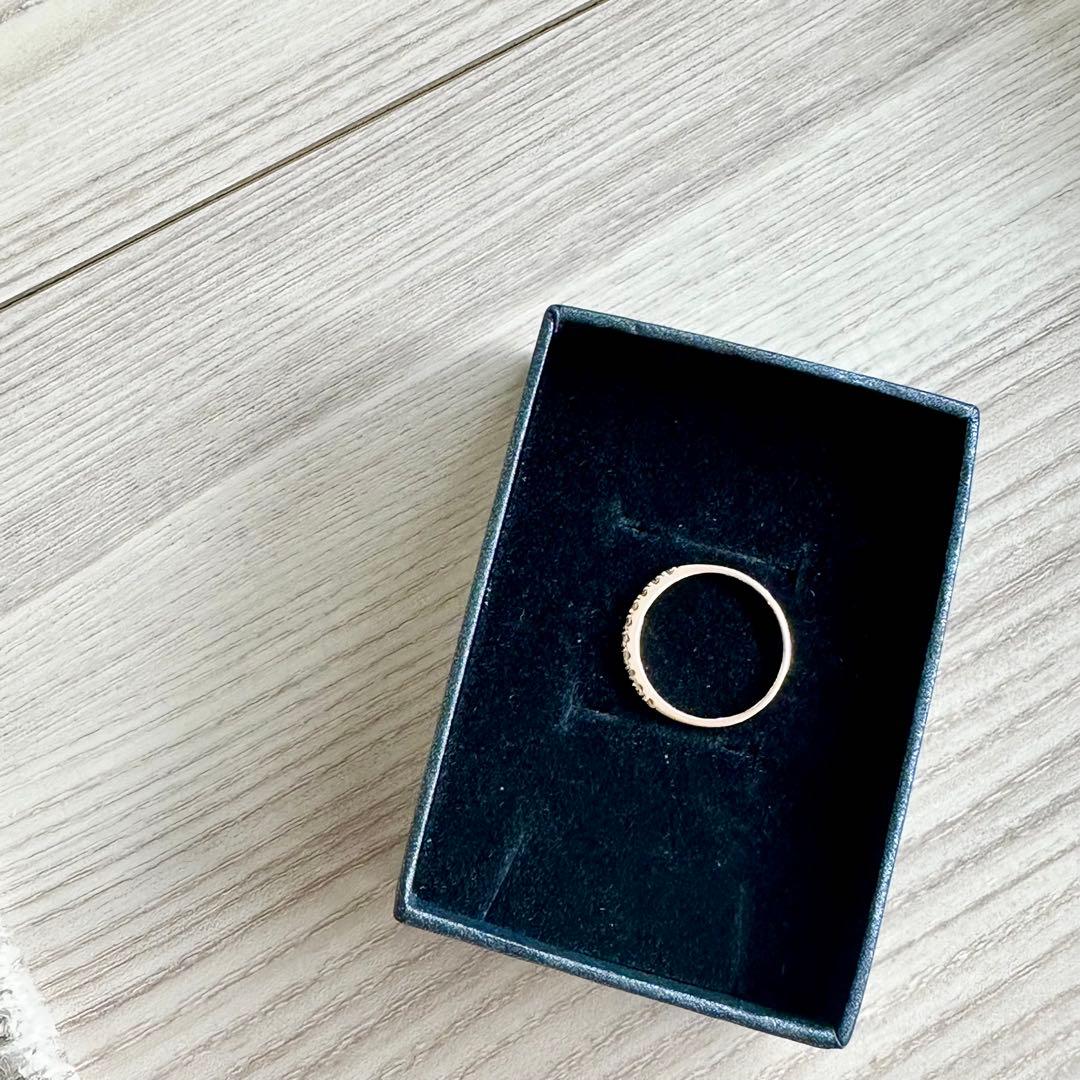 【美品】7号 K10 PG ダイヤモンド リング 0.11ct