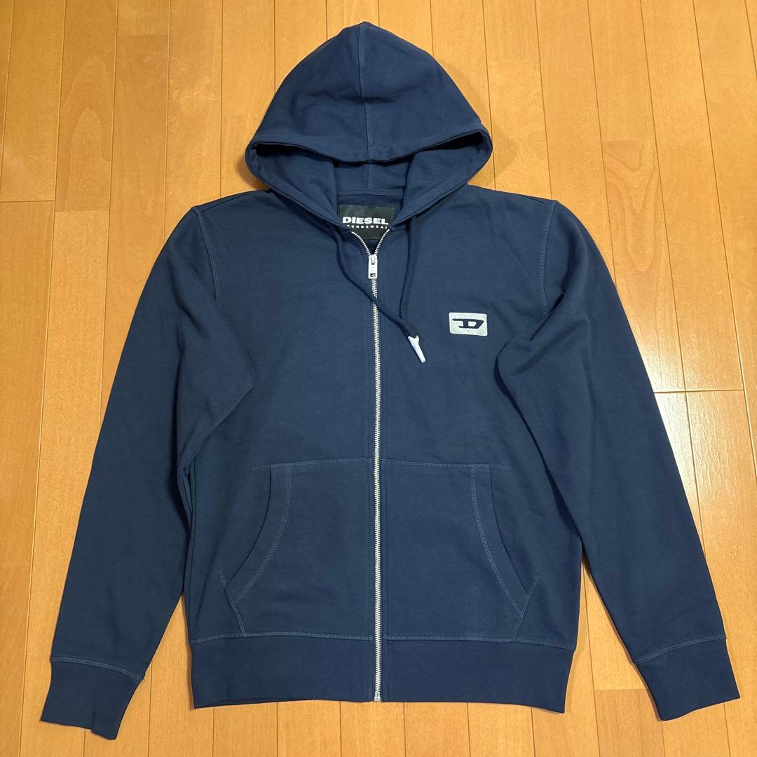 新品、未使用DIESEL ネイビー ジップアップパーカー Lサイズ