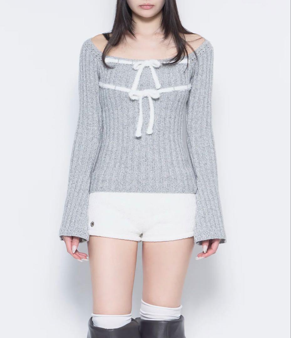 theredthread S rib knit tops ribbon - メルカリ