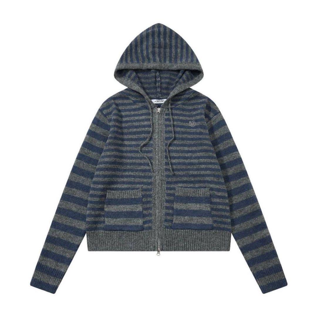 AEAE ストライプ パーカー ニット ジップアップ