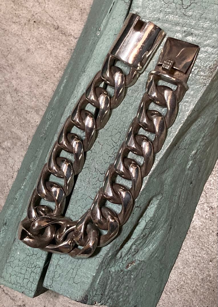 9] Silver925 / 130g かまぼこ型 喜平チェーンブレスレット