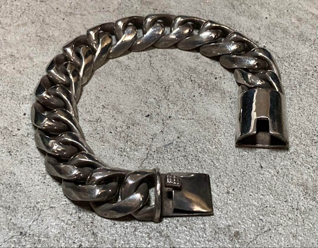 9] Silver925 / 130g かまぼこ型 喜平チェーンブレスレット