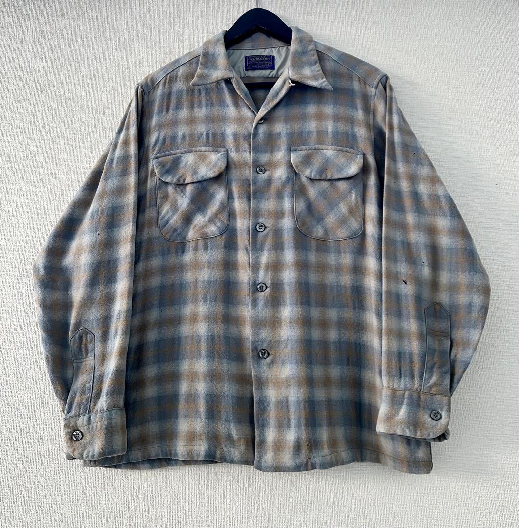 超スペシャル 60s ペンドルトン オンブレ チェック シャツ L ブルーグレー