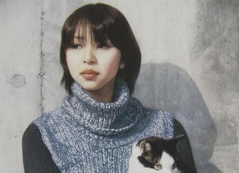 中上誠章、【奈緒】、希少な額装用画集より、新品額装付、状態良好