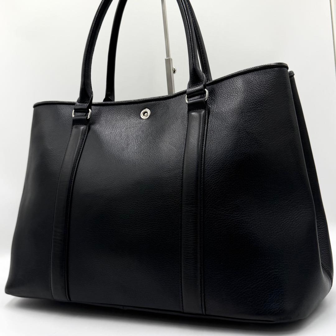 【美品】バーニーズニューヨーク トートバッグ シボ革 ビジネス A4 ブラック