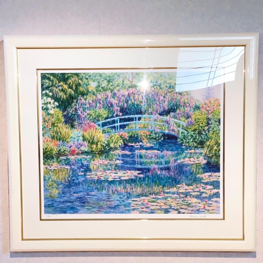 【3/250】ダイアン・モネ「午後のひととき」リトグラフ 直筆サイン メッセージ 3/250】ダイアン・モネ「午後のひととき」リトグラフ 直筆サイン