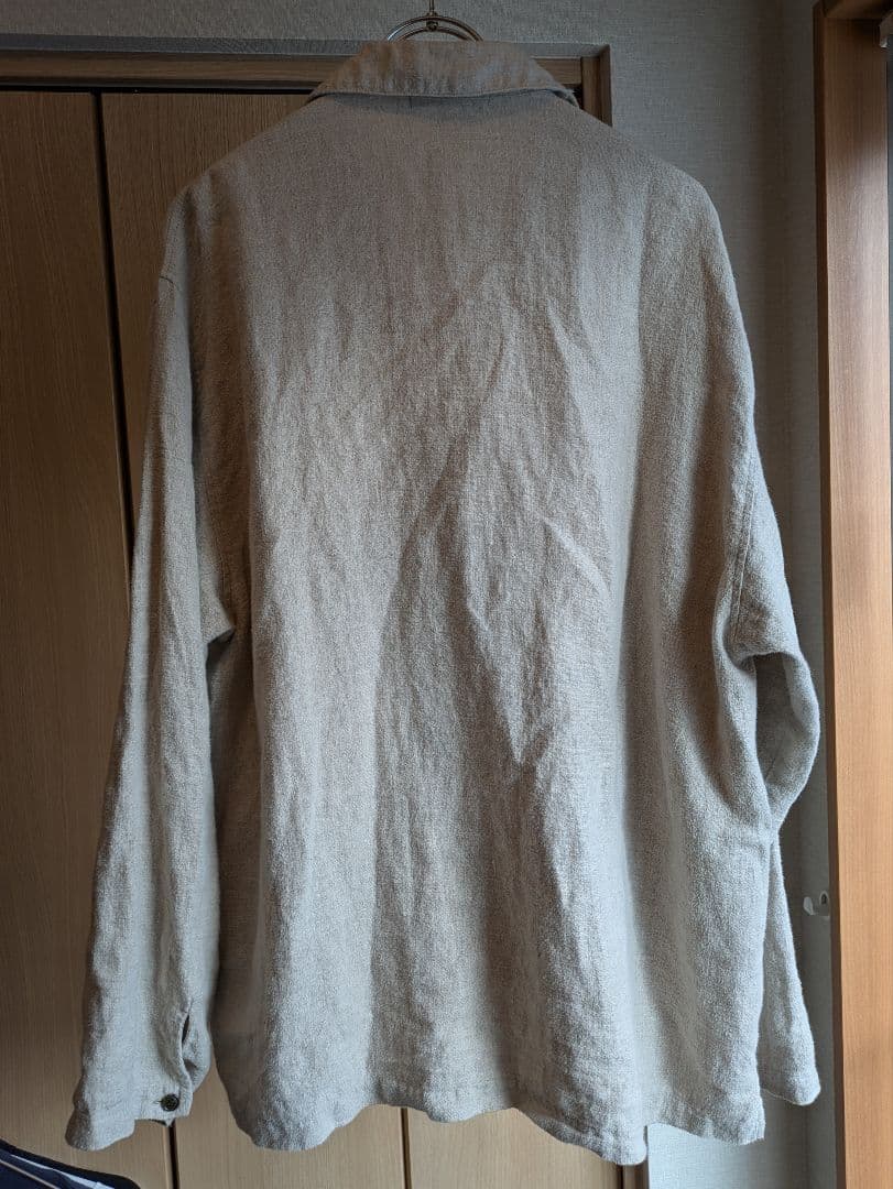 CONFECT 起毛ブラックリネンフィッシャーマンスモックシャツ