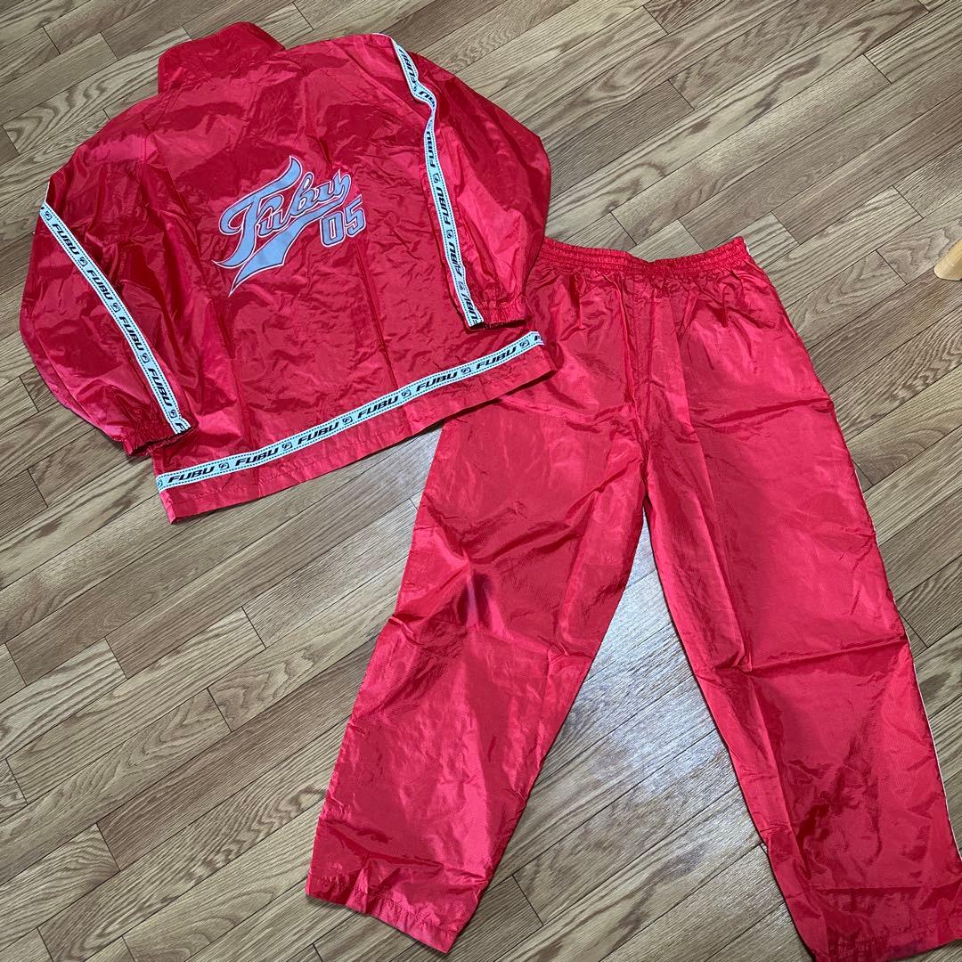 激レア FUBU フブ ナイロン セットアップ L ロゴライン 赤 L - メルカリ