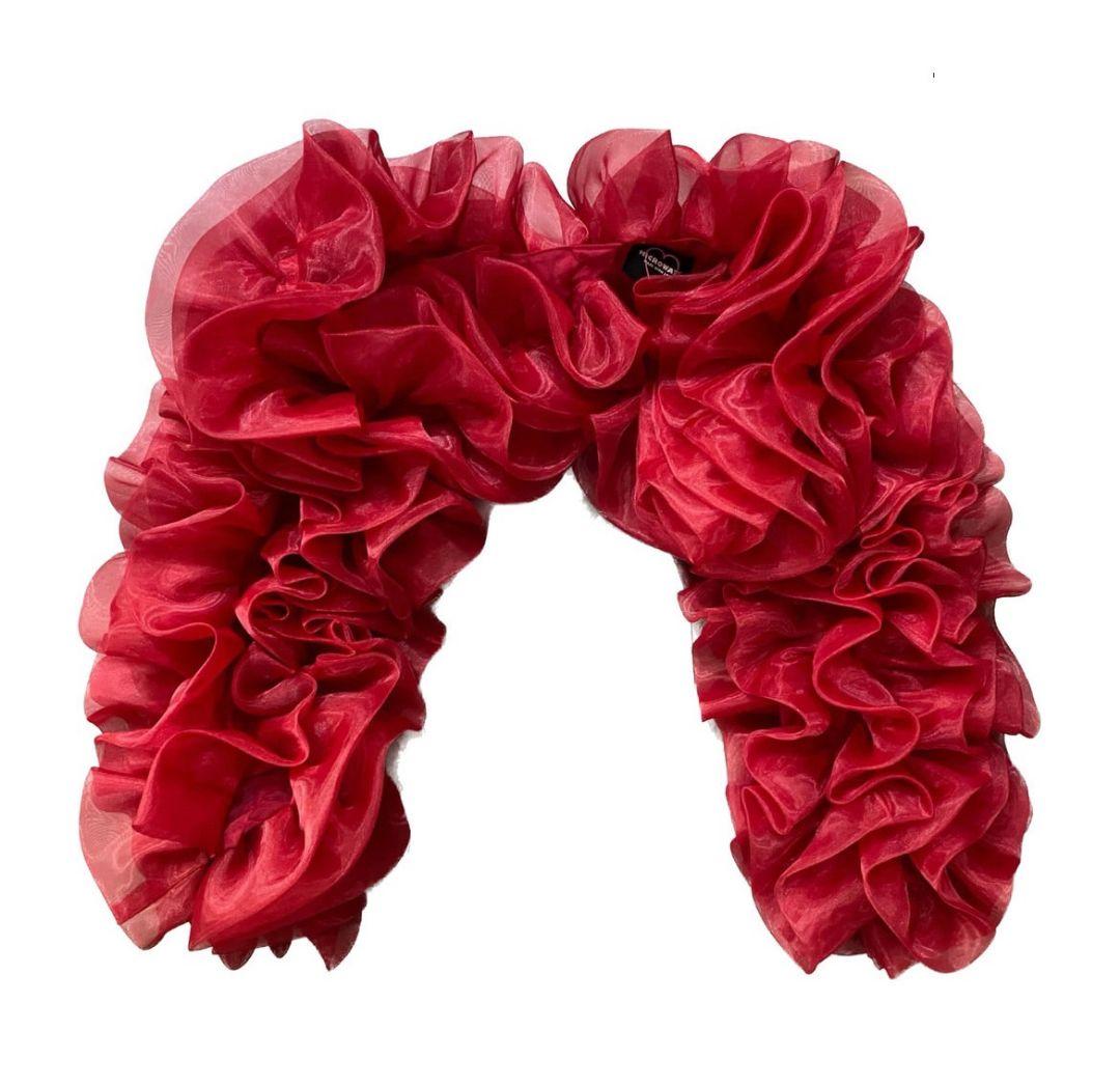 【ゆみこ】MICROWAVE マイクロウェーブ赤 フリル トップス