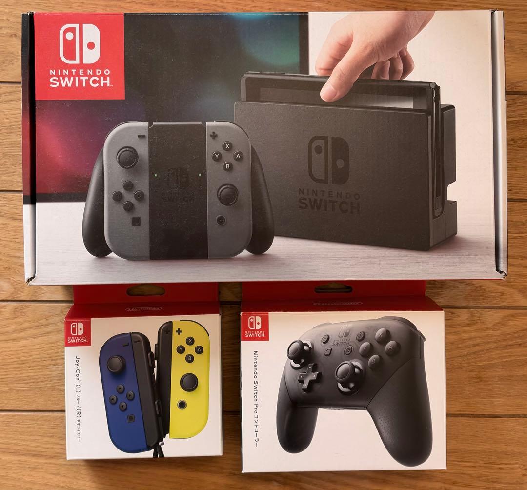 Switch本体+ジョイコン(青黄)+プロコントローラー