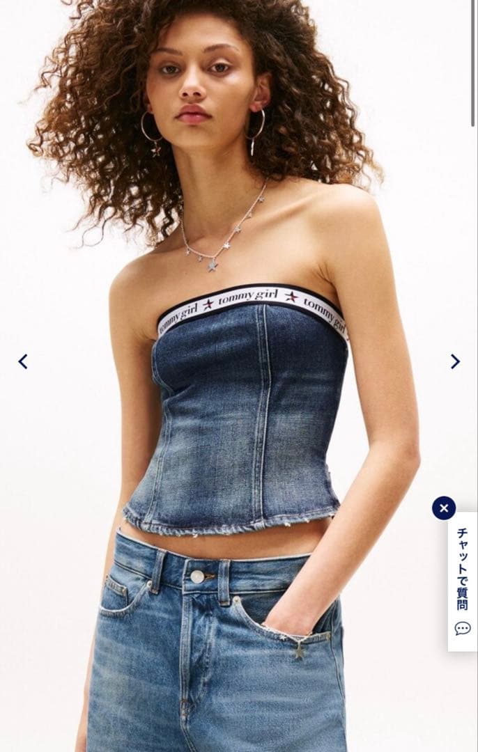 新品未使用  jeans  Girl デニムチューブトップ チューブトップ デニム（レディースチューブトップ、ベアトップ