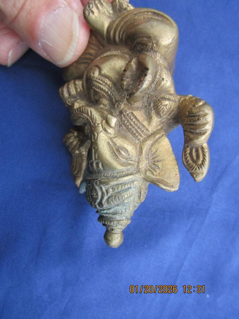 仏像 渡金仏【?】ガネーシャ像 時代物 象の顔の仏 頭部に錆あり 1体