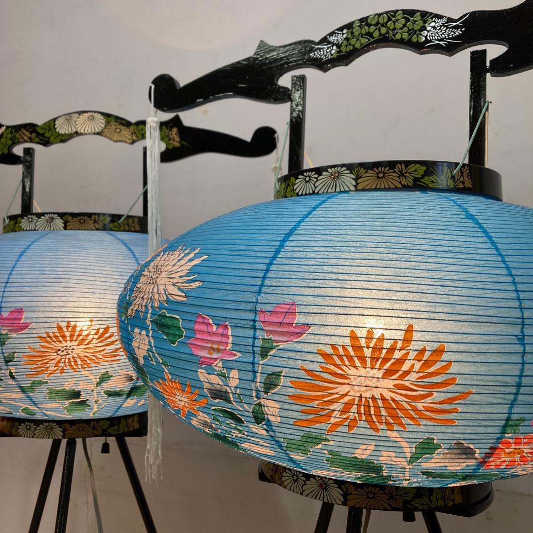 新品】 盆提灯 回転灯 乱菊 かがり回転 2点組 木製 未使用 昭和レトロ