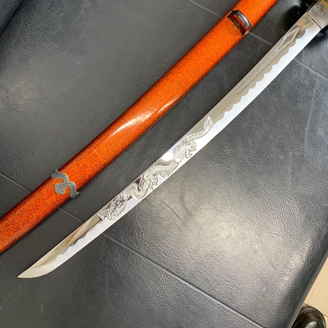 模造刀 脇差 日本刀 龍彫刻の刀 刀身長さ45cm 現状品 - メルカリ