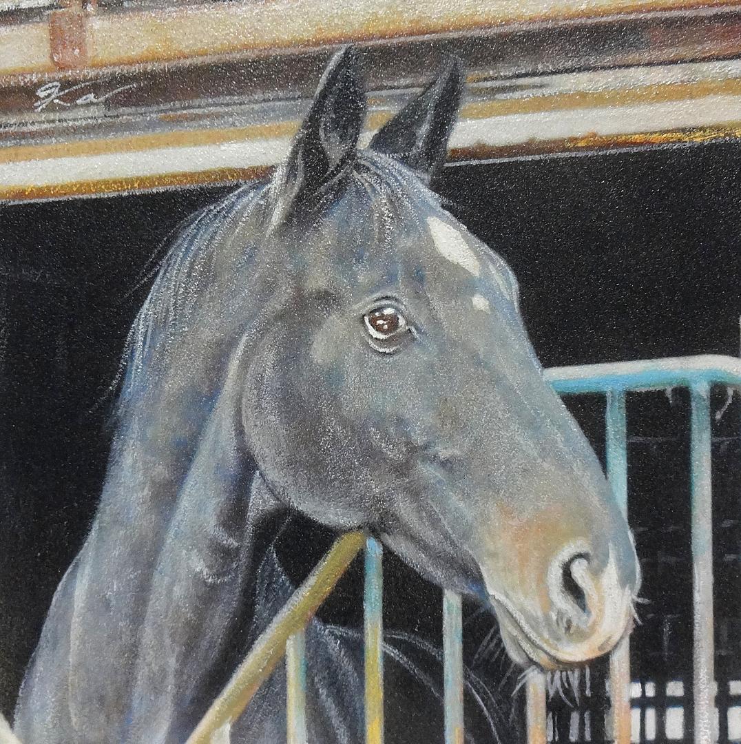 上鈴木正一 油彩画 20cm角『馬の肖像』2/19(木)午前10時までの掲載