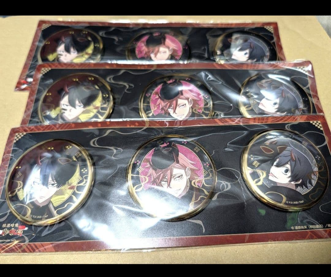 アニカフェ 桃源暗鬼 百鬼暗行 箔押し缶バッジセット無陀野 花魁坂