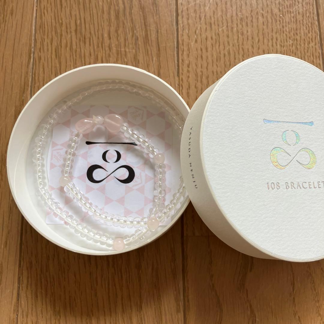 安田念珠【一品(ひとしな)】108ブレスレット　水晶✖️ 紅石英