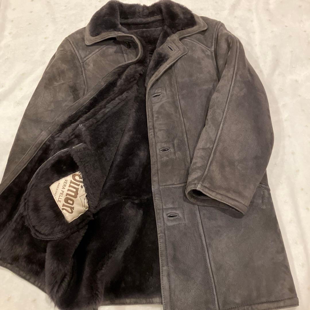 Simon 本革 シングル　ムートンコート　グレー系　ユニセックス　40