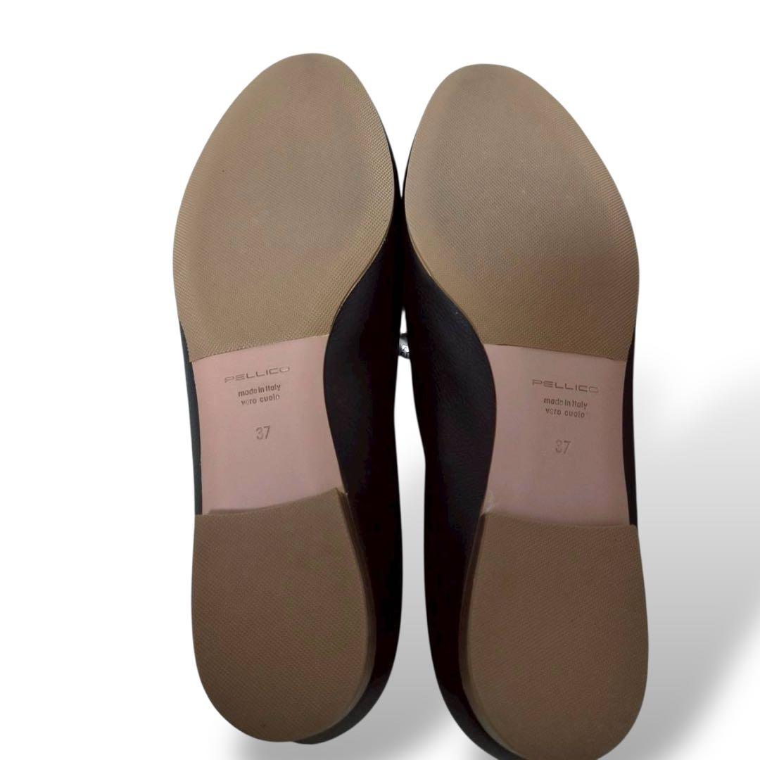 極美品 ペリーコ アネッリ ローヒール パンプス バックル ダークグレー