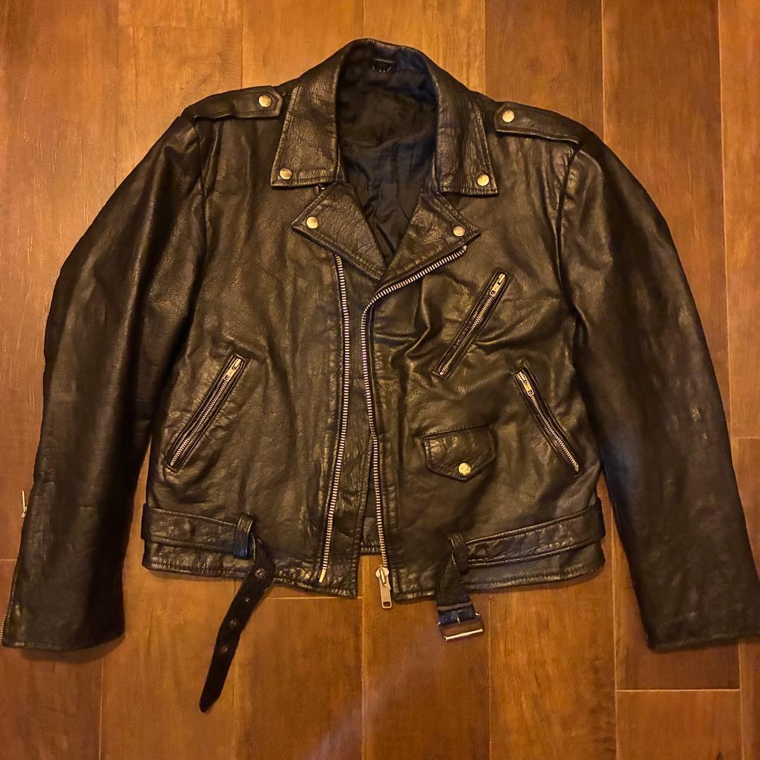 80s vintage レザーダブルライダースジャケット 古着 - メルカリ