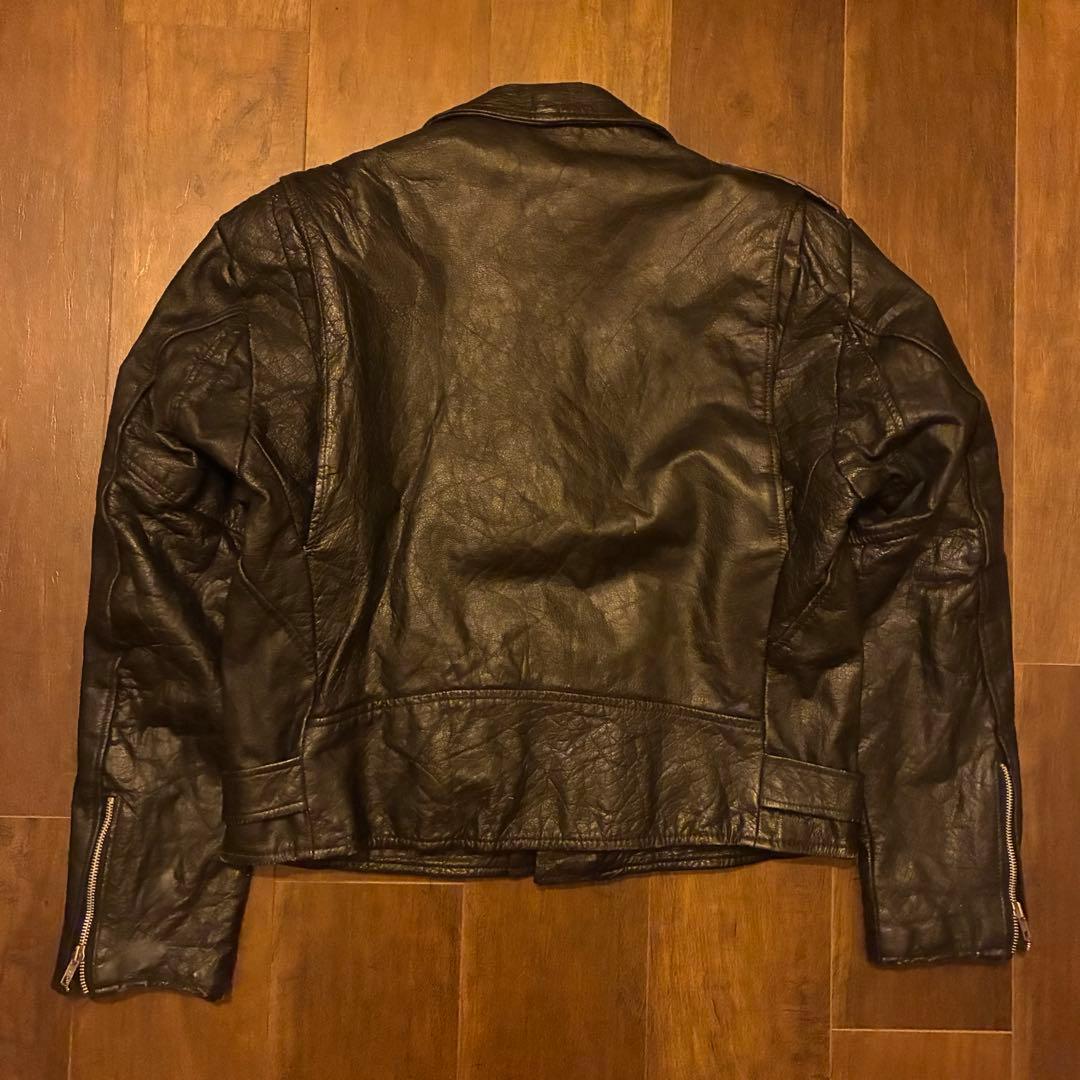 80s vintage レザーダブルライダースジャケット 古着 - メルカリ
