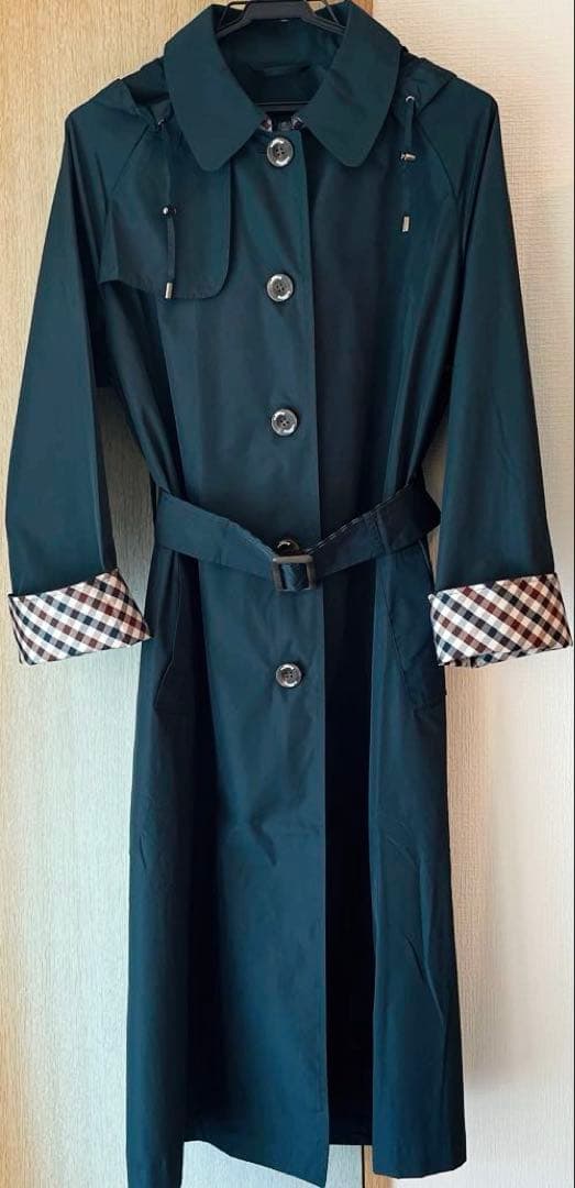 Aquascutum レディースダークグリーン レインコートM