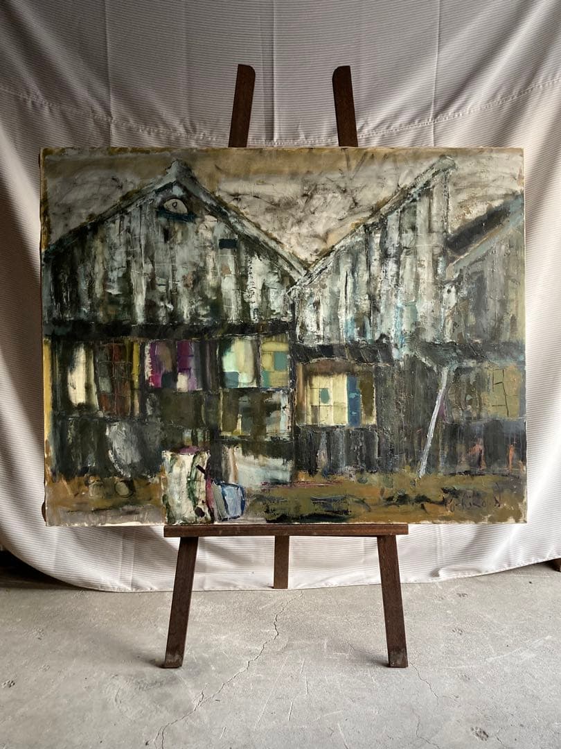 油彩画　油絵　美術 楽天市場】絵画 水口新一 油絵・油彩画 『穂高連峰』 家 山 自然 雪