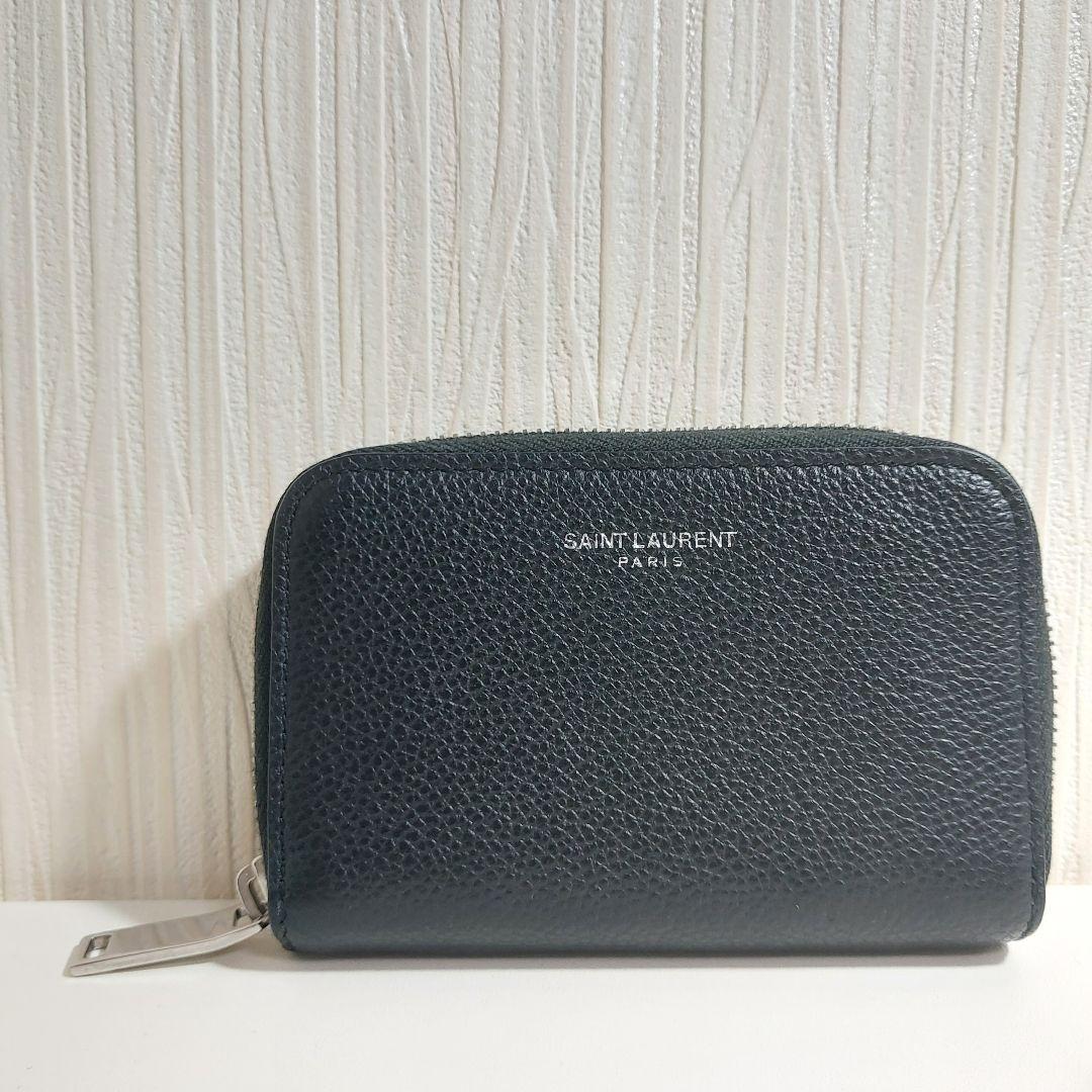 サンローラン ラウンドジップ コンパクト財布 レザー ブラック 504778 ラウンドジップ(ファスナー) Saint Laurent(サンローラン) 折りたたみ