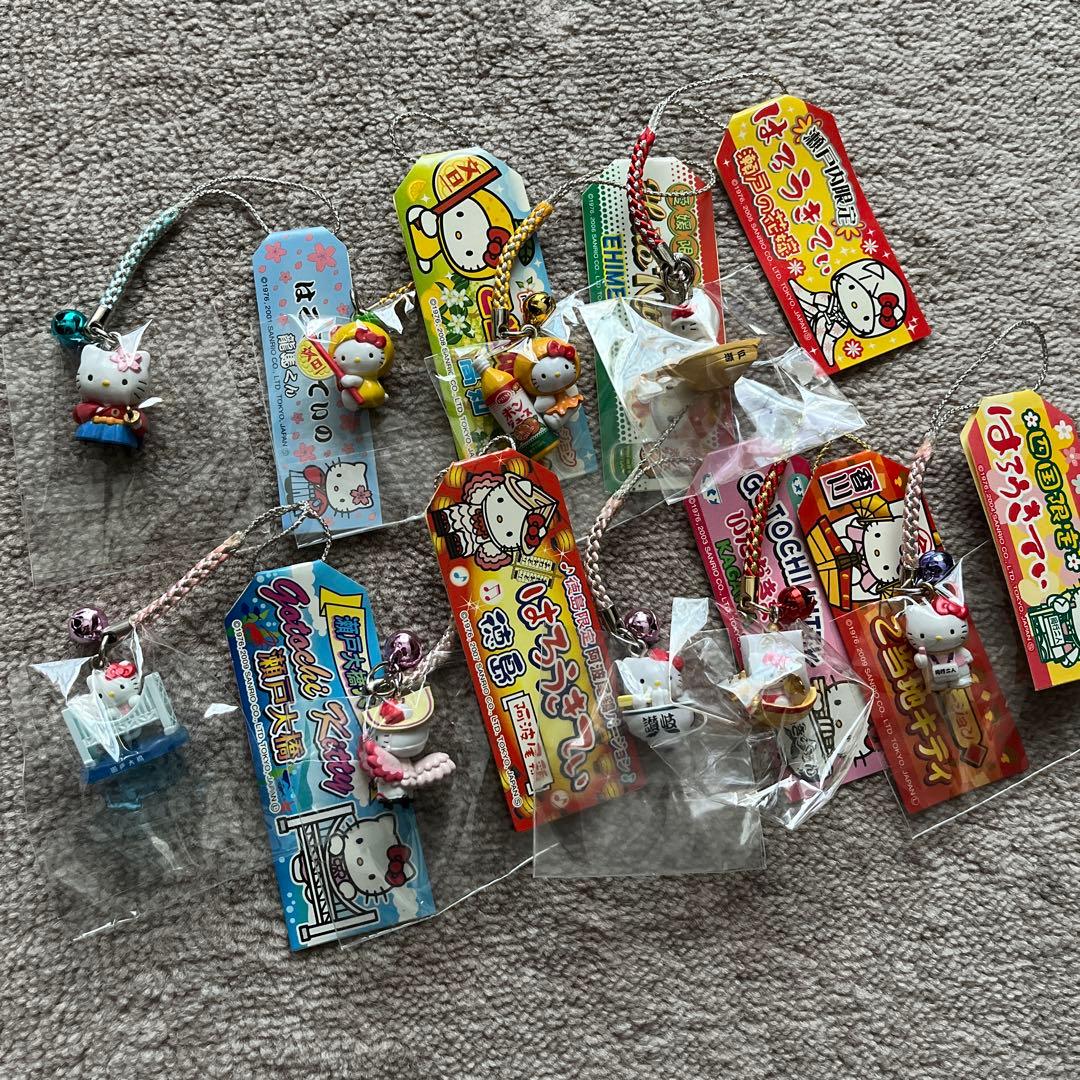 ハローキティ　ご当地ストラップ　根付け　四国版　9点セット