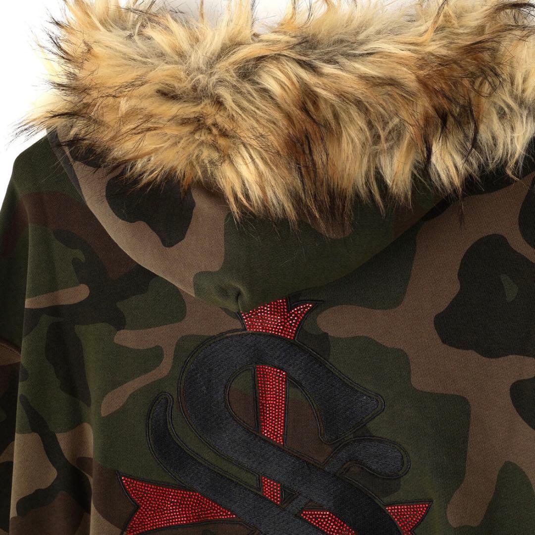 SUPPLIER サプライヤー 迷彩パーカー ジップフーディ フェイクファ XL