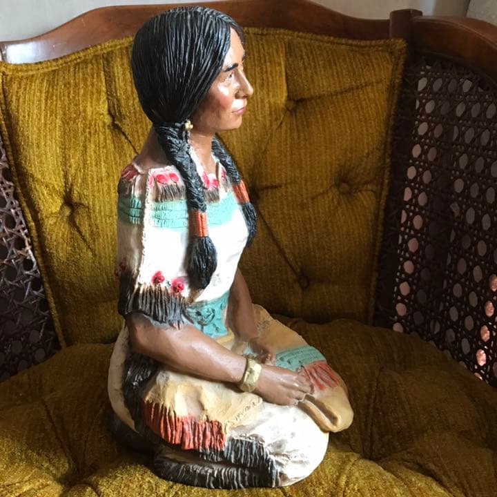 レア！80s ネイティブアメリカン インディアン女性置物 ビンテージ